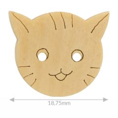 Button cat wood lasered size 30 - 18.75mm - 50pcs