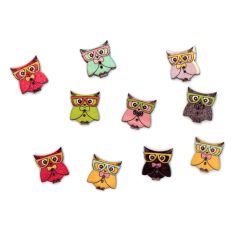 Button owl with glasses assorted size 40 - 25mm - 50pcs