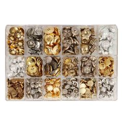 Rhinestone buttons-clasps assorted - 18 varieties - 170pcs