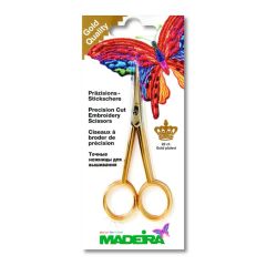 Madeira Embroidery scissors curved gold plated 12cm - 1pc