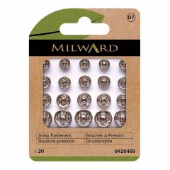 Milward Sew-on snap fasteners assortment nickel - 5x20pcs