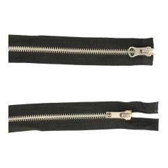 Two-way separating zipper 55cm nickel - 5pcs